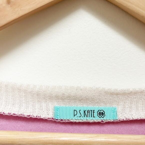 P.S. Kate Multicolor Striped Wide Neck Long Sleeve Pullover Casual Top Size S - Picture 4 of 5